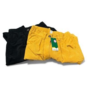 Halara Womens Corduroy Pants - Yellow and Black